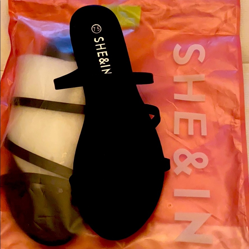 Black sandals NEw with packaging